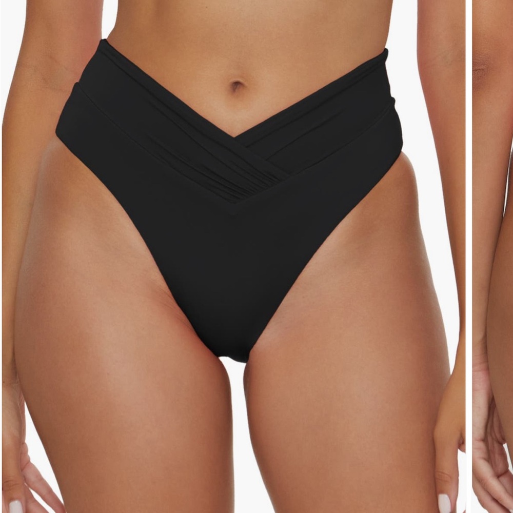 Black Black Women's high rise Swim Bottom